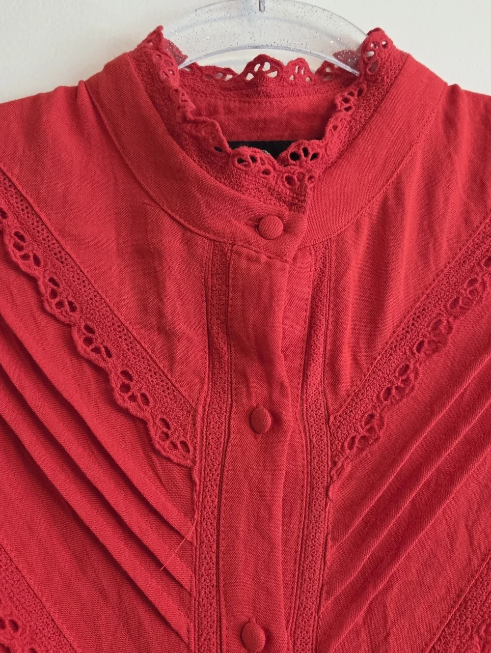 POMANDER PLACE TUCKERNUCK Dutton Eyelet Sleeveless Mini Dress Poppy Small